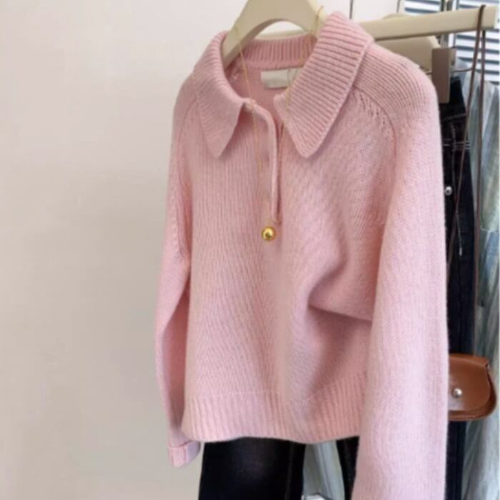 【tops】折り襟ニットセーター M29219