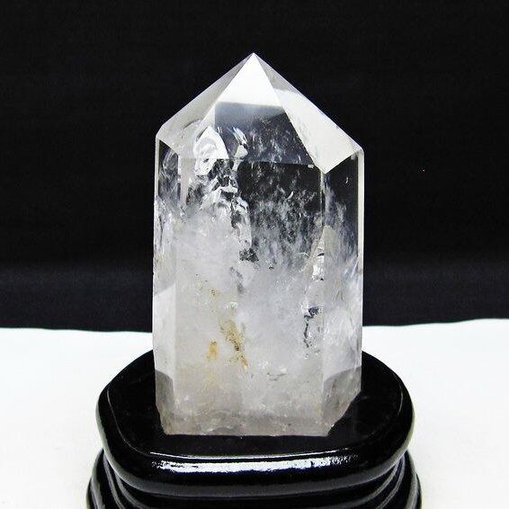 水晶 六角柱 虹入り 水晶 ポイント 台座付属 置物 原石 一点物 152-4495