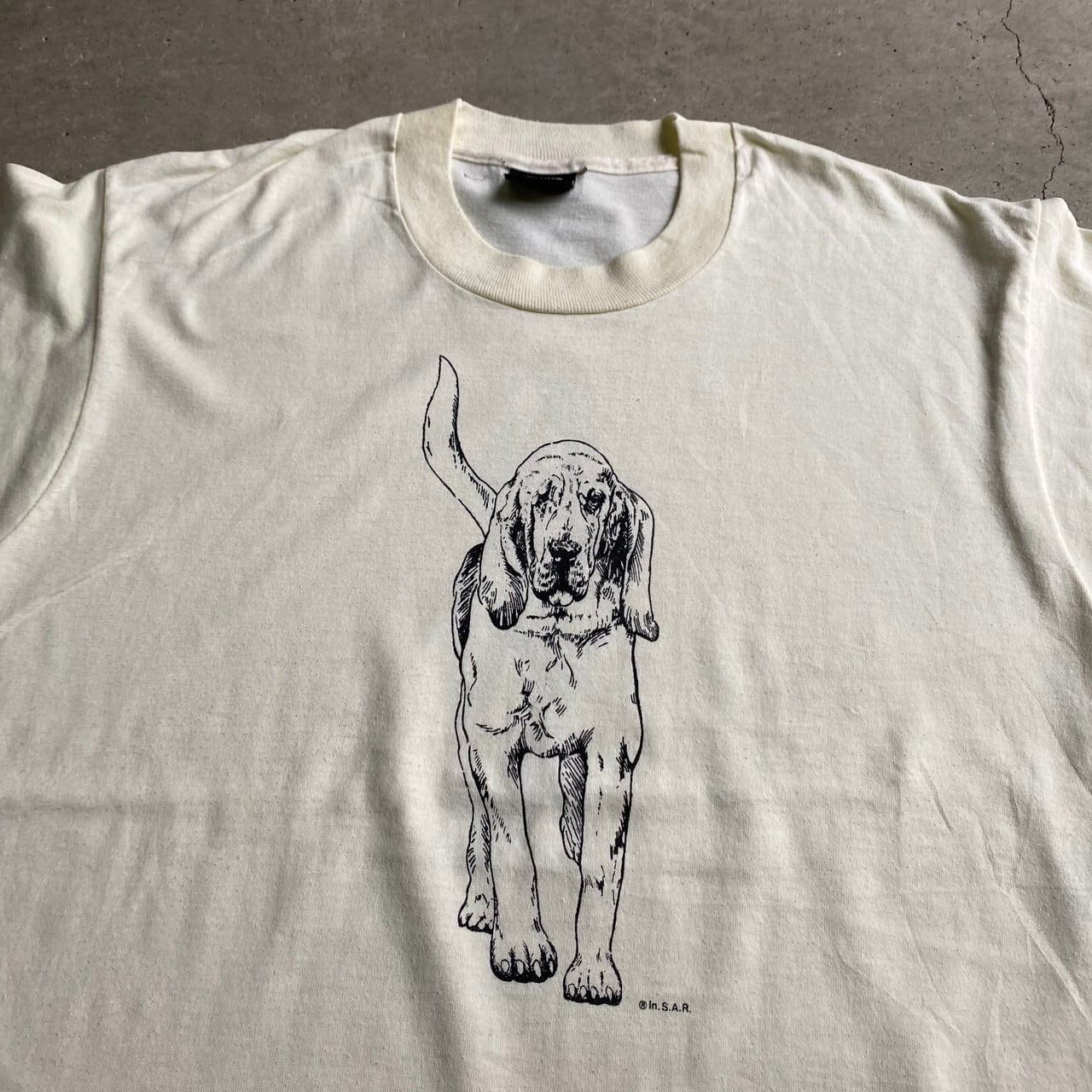 〜年代 USA製 犬 アニマル アート プリントTシャツ メンズL 古着