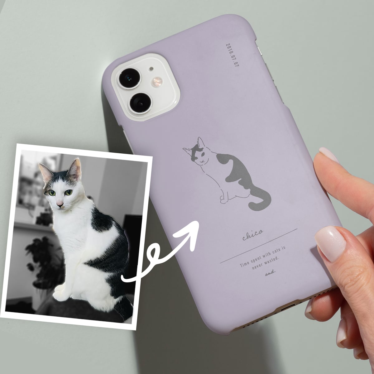 オリジナル猫イラストiPhoneケース（パープル） | 猫を飼ってる人