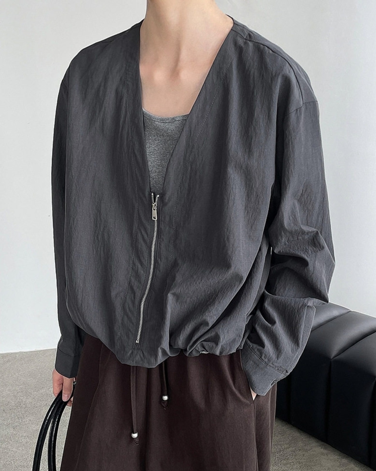 ジップフロントVネックシャツジャケット 3color A1003 - 10