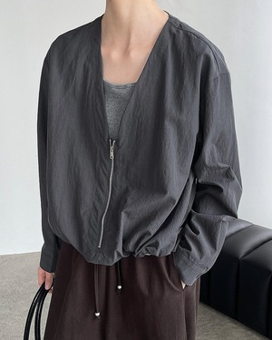 ジップフロントVネックシャツジャケット 3color A1003