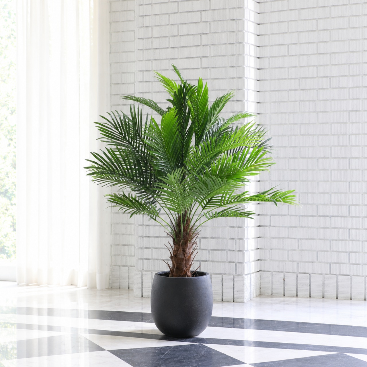 ★グリーン ヤシの木 人工観葉植物 インテリア★120センチ2種 フェイクグリーン 大型 120cm パーム（ヤシの木） 天然木とフェイク