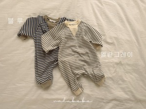 【valu bebe】バイカラーボーダースウェットスーツ ブルー 60~80cm 240839