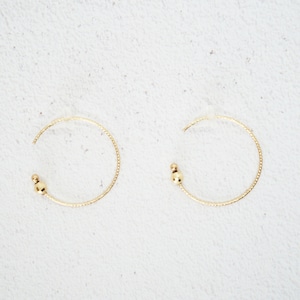 K10 Hoop pierce  20mm with Mirror ball　/　10金　ゴールド　フープピアス　シンプル　ピアス