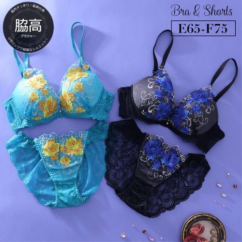 【脇高】【EFカップ】ローズレーシィ３/４モールドカップブラ＆バックレースショーツ