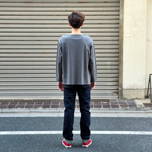 ( NAVY )OPEN END BOATNECK LONG SLEEVE SHIRT