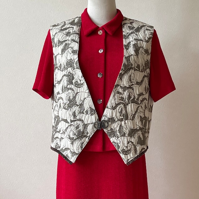 【Dead  Stock】AURORA 90s Woven pattern Vest W233