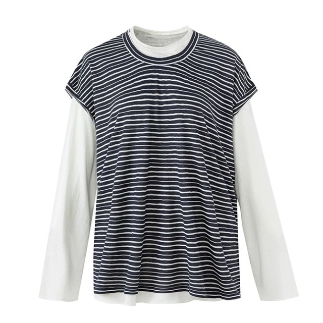 border layered long tee　ボーダーレイヤードロングティー　J2128