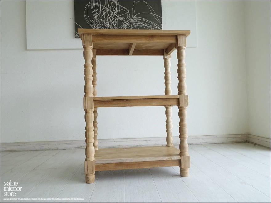 古家具 木製無垢材◾️チーク材 中サイズ 引き出し2杯 整理棚 収納棚 飾り台 チーク無垢材 シェルフ引出二杯Med オープンシェルフ 飾り棚