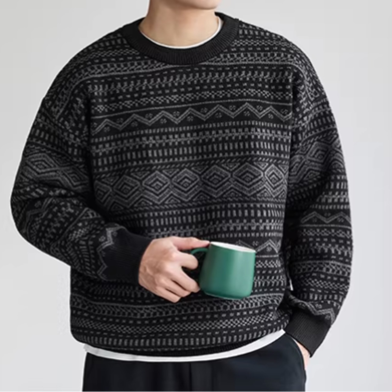 エスニック柄風 ショルダーニット af0445