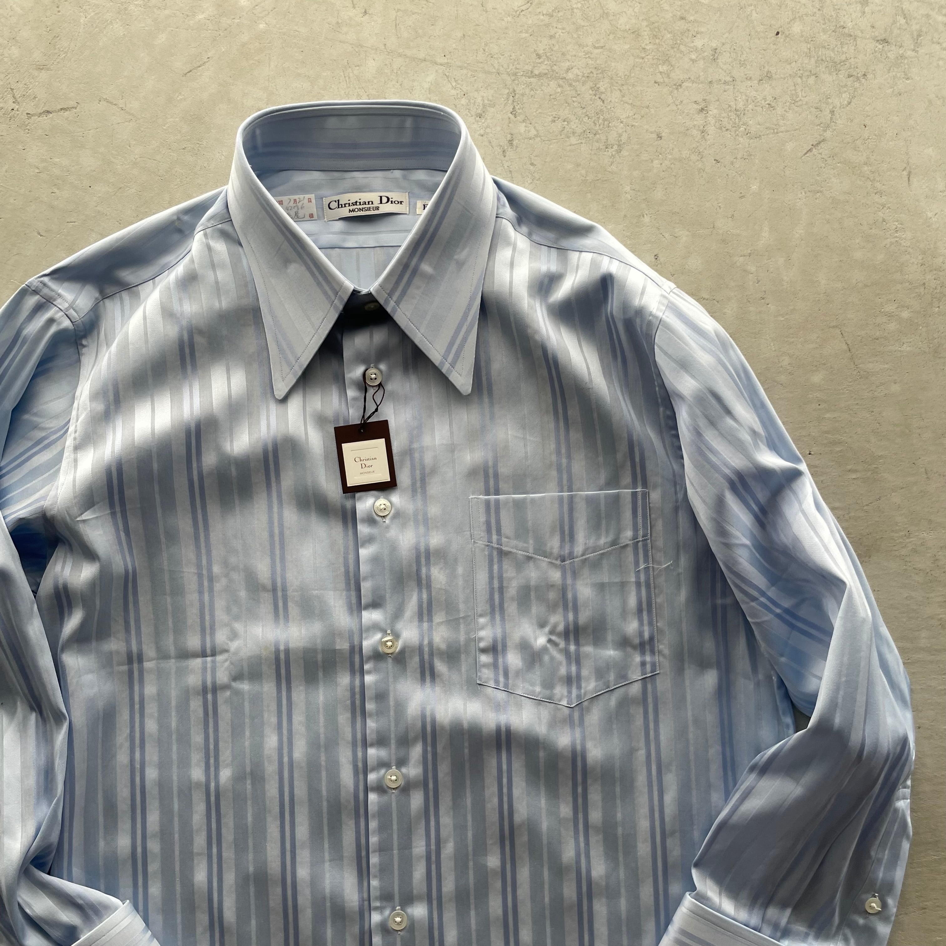 Christian Dior / vintage cotton shirt dead stock blue stripe Christian Dior / vintage cotton shirt dead stock blue stripe