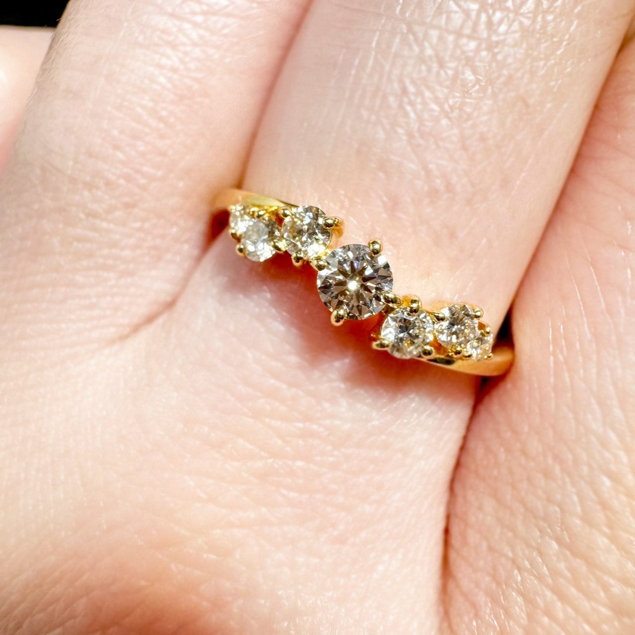 K18YG 0.32ct ランダムグラデーション ダイヤモンドリング | カオキ