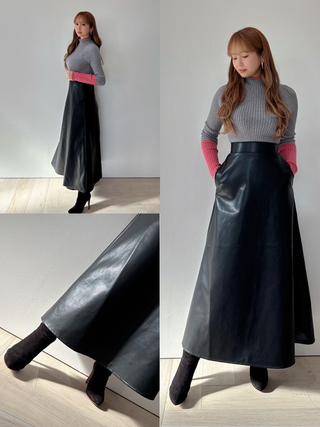 レザーハイウエストスカート　¥7,200+tax