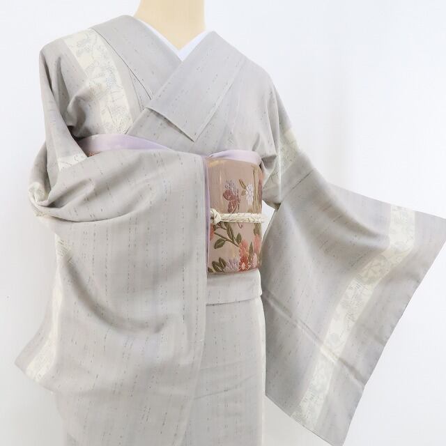 新品 新品 龍村美術織物謹製 紗織 夏着物 仕立て上がり 仕付け糸
