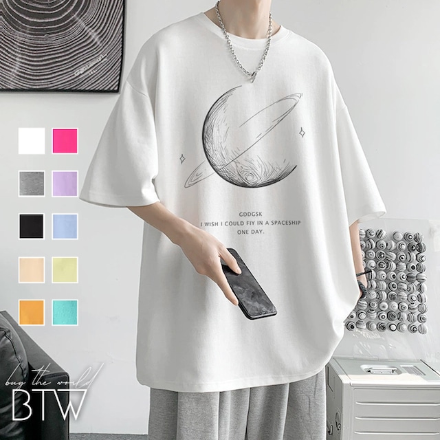 【韓国メンズファッション】イラストプリントTシャツ シンプル クール プチプラ ユニセックス カラバリ豊富 サイズ豊富 BW2608