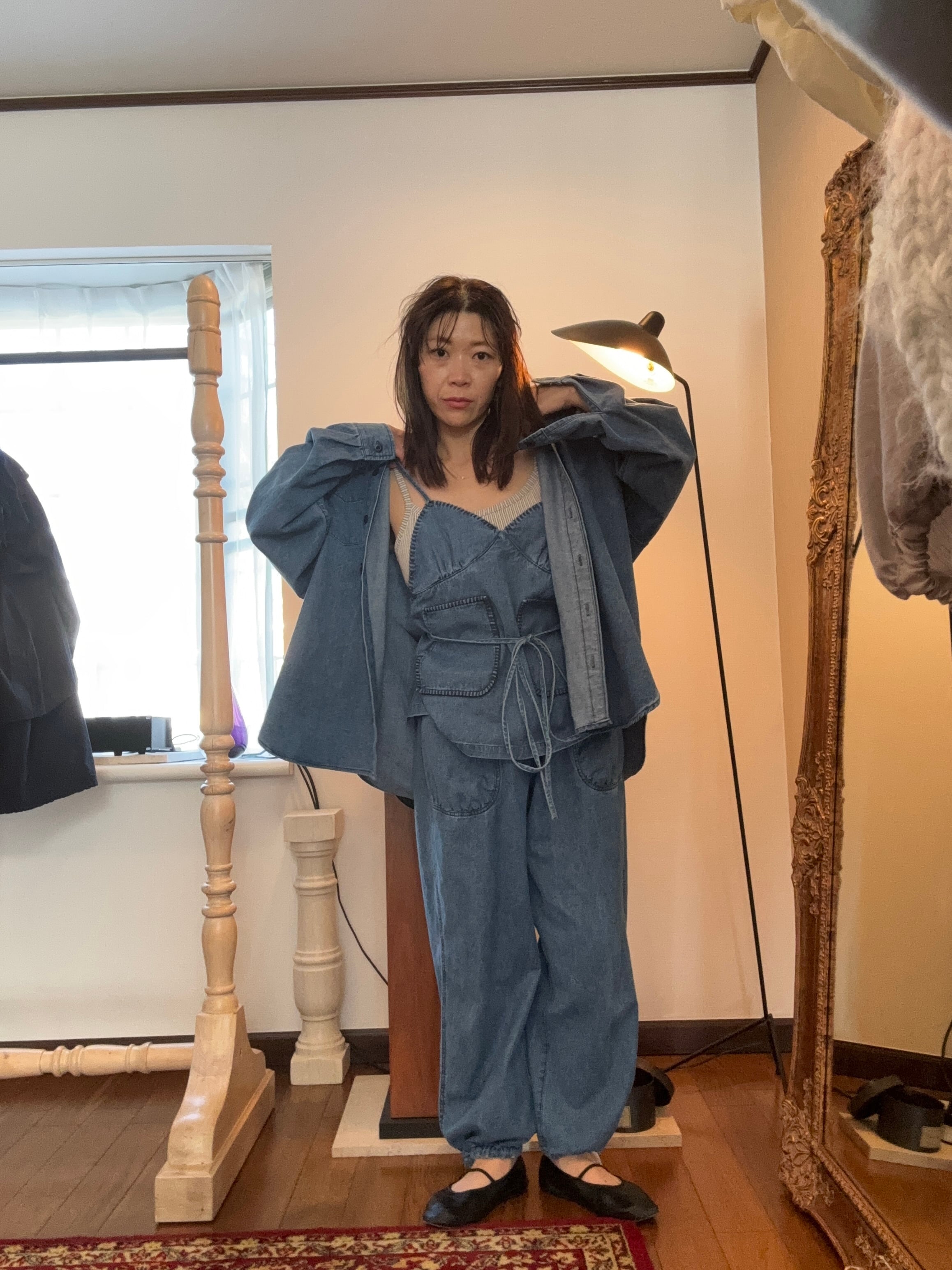 papier デニムパンツ denim puckering pants denim puckering pants | papier.official