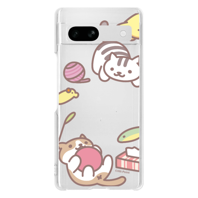 Google Pixel 7】【ねこあつめ（ボールあそび）】スマホケース クリア