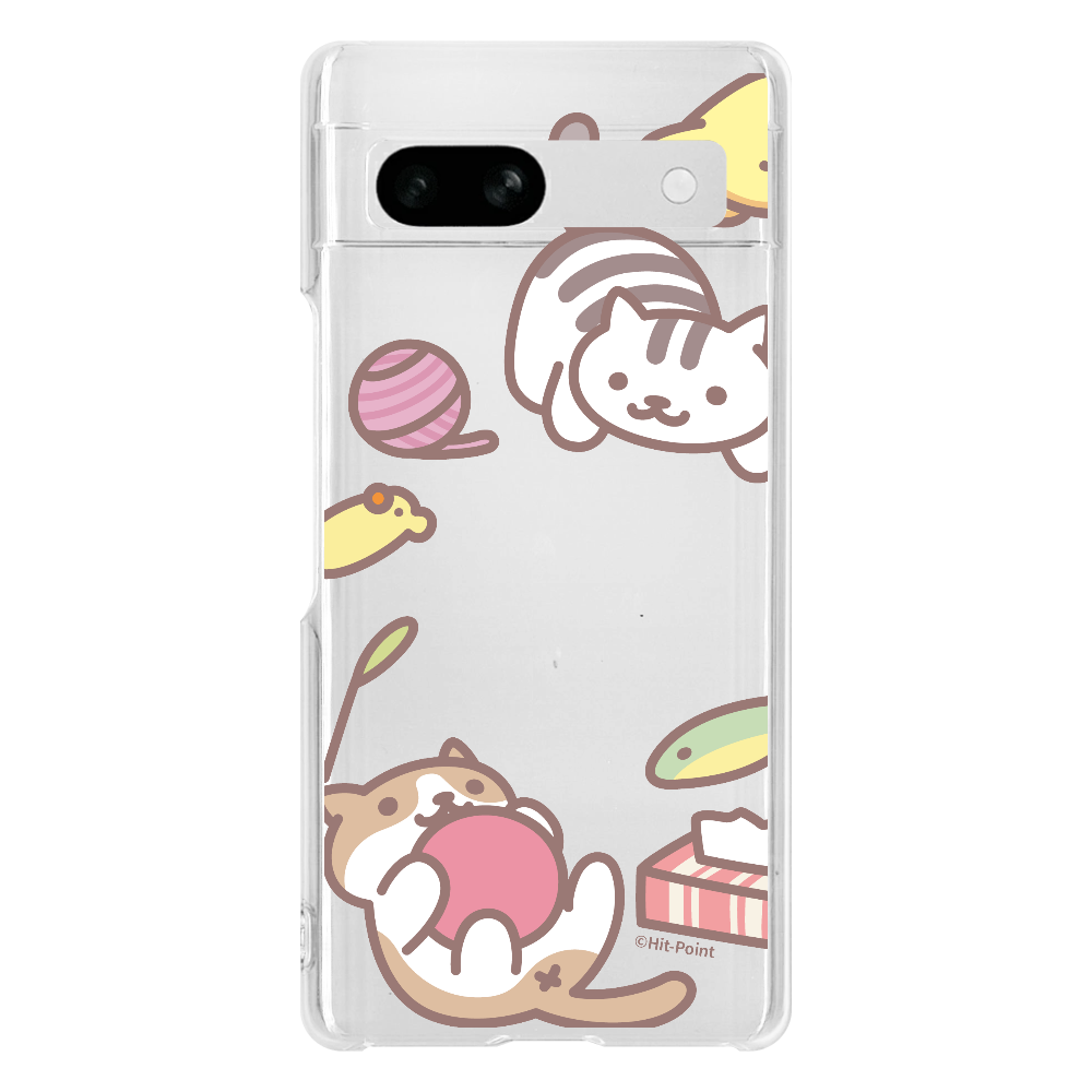 【Google Pixel 7a】【ねこあつめ(ボールあそび)】スマホケース クリアタイプ