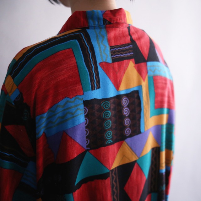 colorful geometry pattern loose h/s shirt