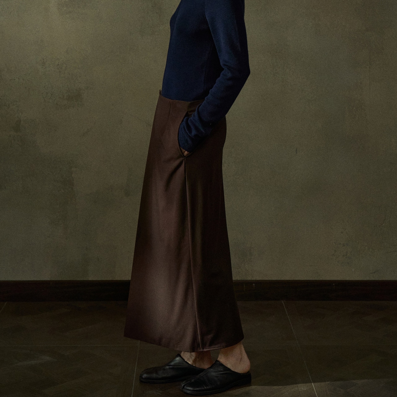 Wrap-style Maxi Tight Skirt T3722