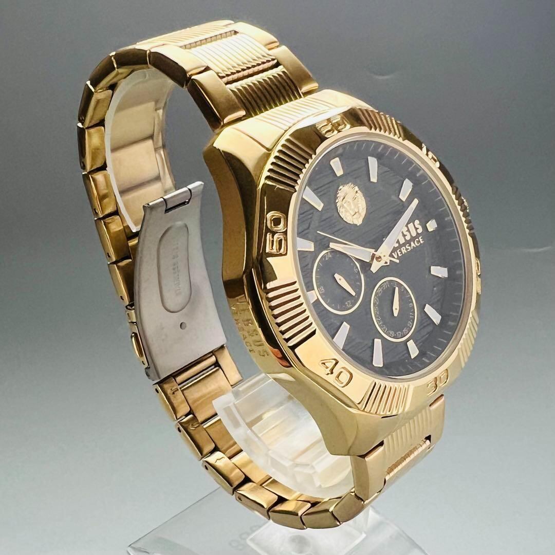 ヴェルサス ヴェルサーチ 新品 メンズ 腕時計 ブラック ケース付属 クォーツ 46mm プレゼント ウォッチ クロノグラフ 黒 金 高級ブランド