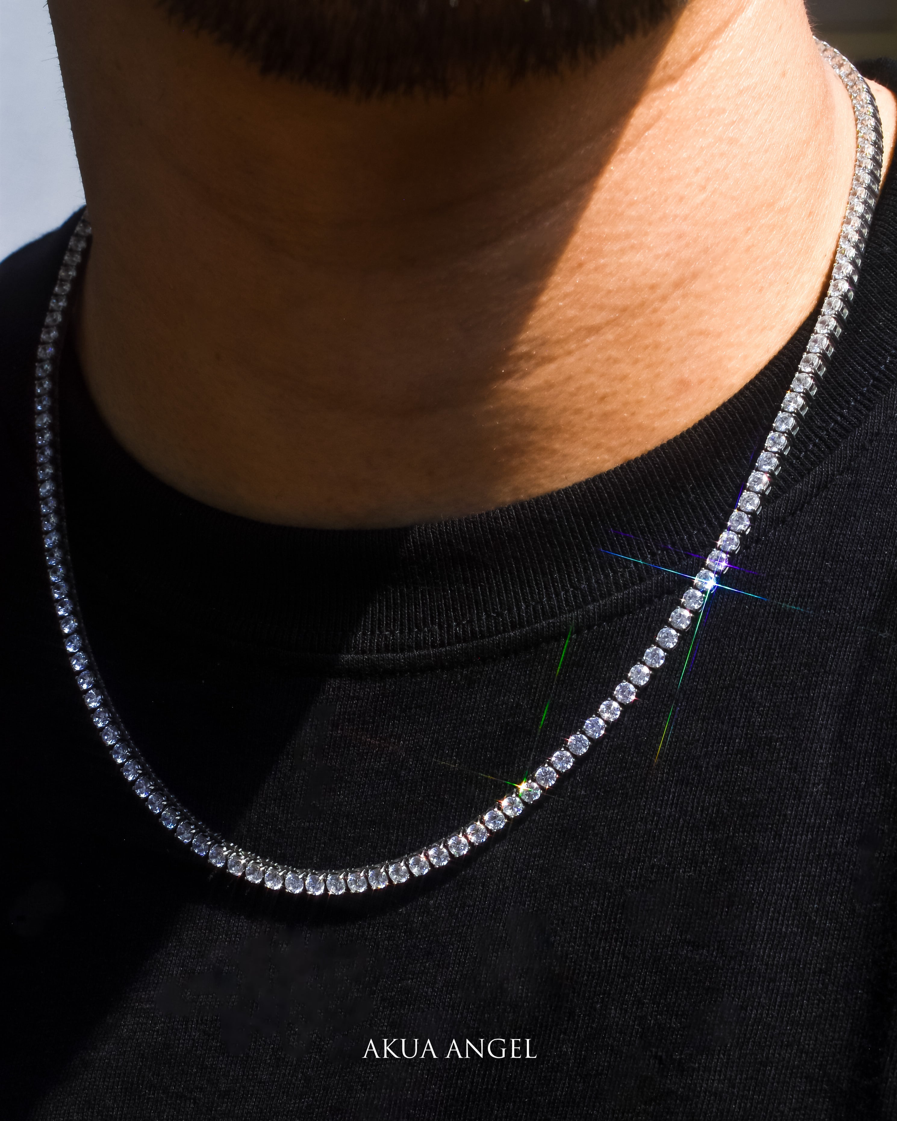 luxury tennis necklace stainless steel ・3mm N52