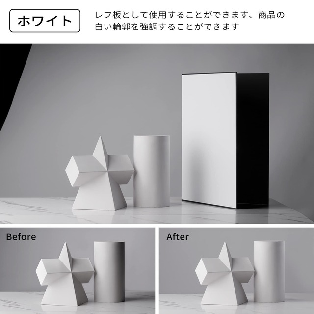 Meking レフ板 反射板 3-in-1 ライティング道具 商品撮影用 29.7x42cm A3サイズ 1枚で3色対応-銀/白/黒 補光/吸光/輪郭強調 縦式 折り畳み コンパクト