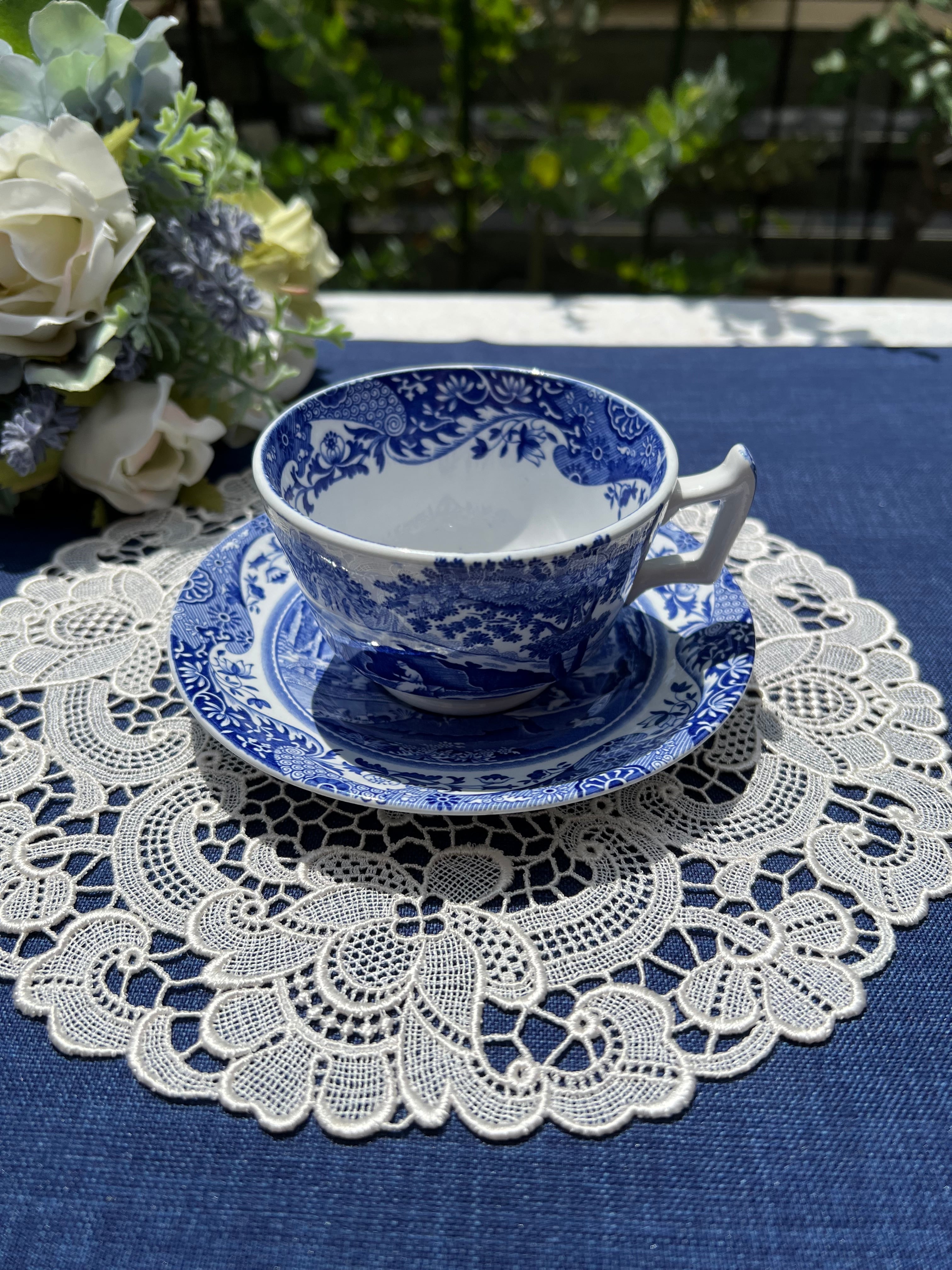 【訳あり】SPODE社　ブルーイタリアン　カップアンドソーサー（時代Mix）