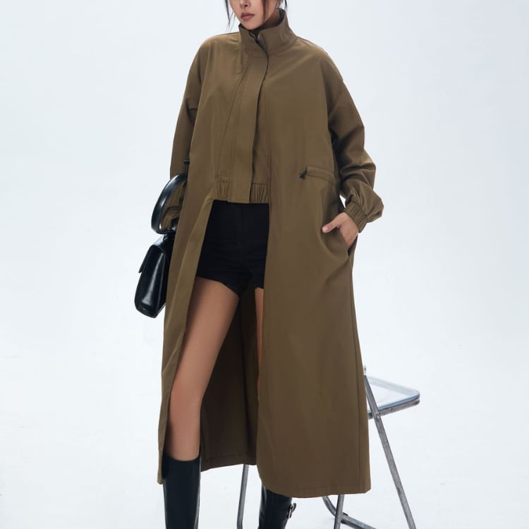 不規則デザインロングトレンチコート ◆2col R30089