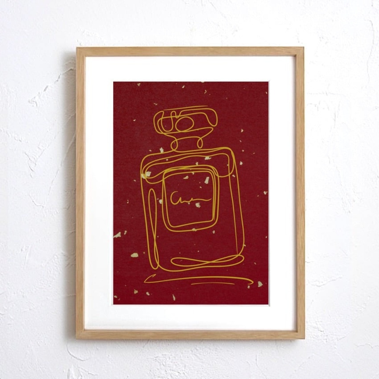 EAU DE PARFUM N°22｜香りの余韻を一筆で描く上品ミニマル香水アートポスター｜ホテルライク空間に映える静かな一枚｜A4ポスター