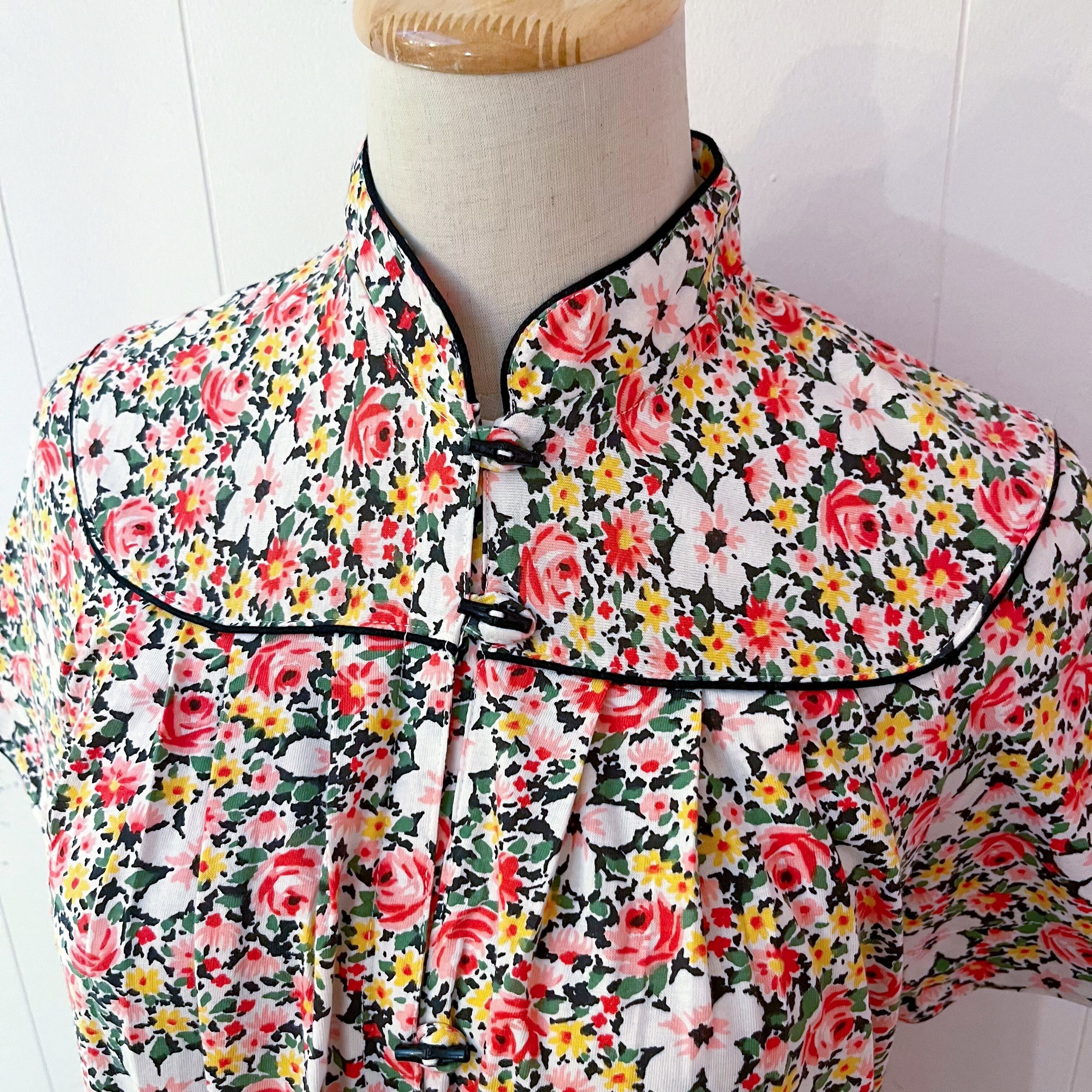 flower toggle button neglige one-piece