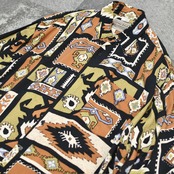 come back ethnic pattern rayon shirt