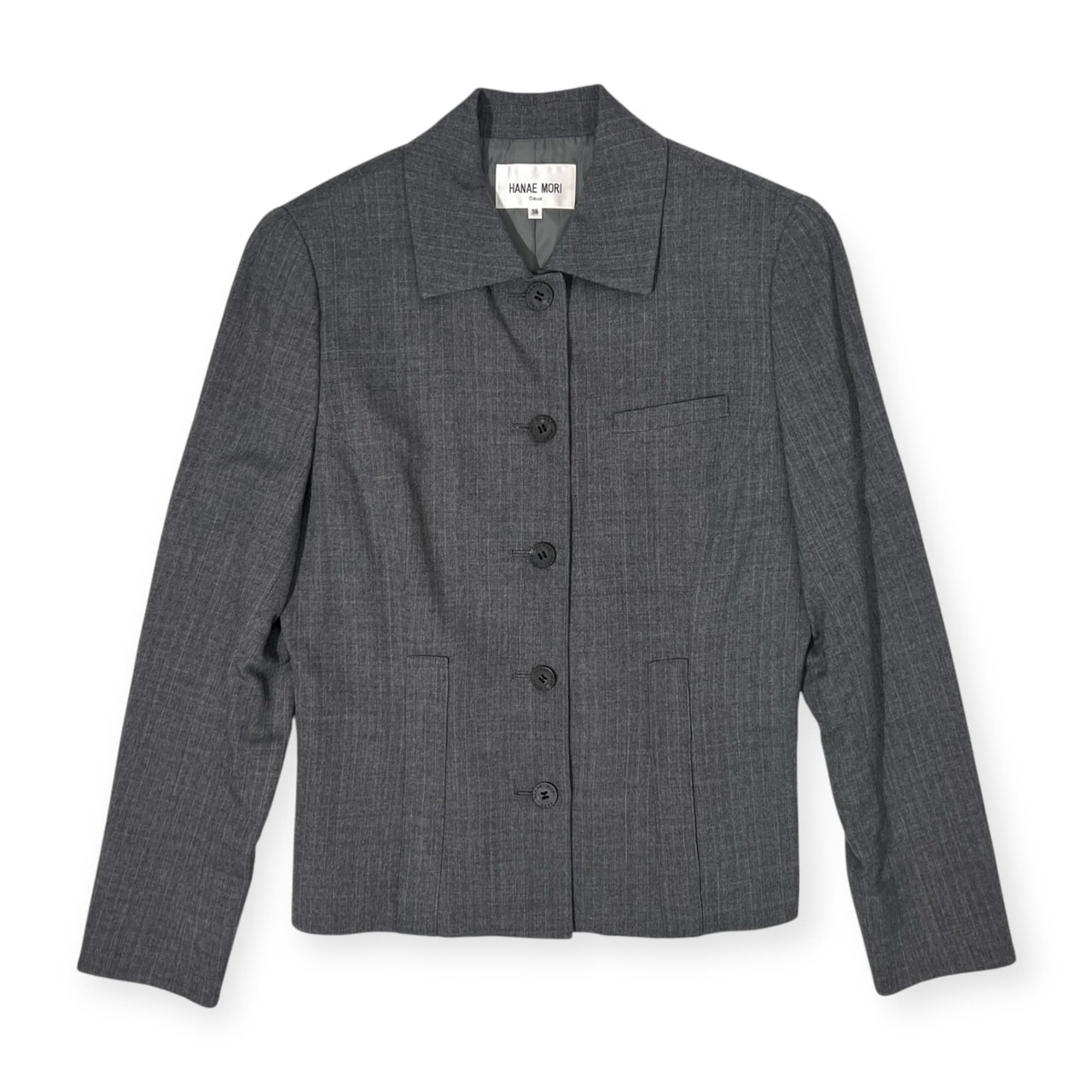 HANAE MORI Deux ハナエモリ セットアップ スーツ ジャケット ブレザー スカート 38 /グレー/日本製