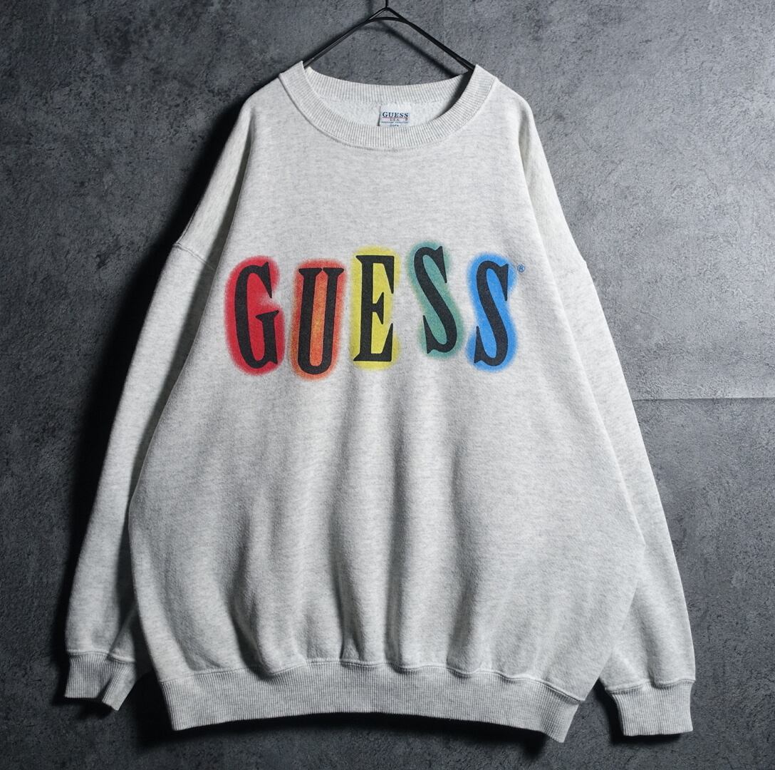 90s “GUESS” Gray Logo Print Design Sweat