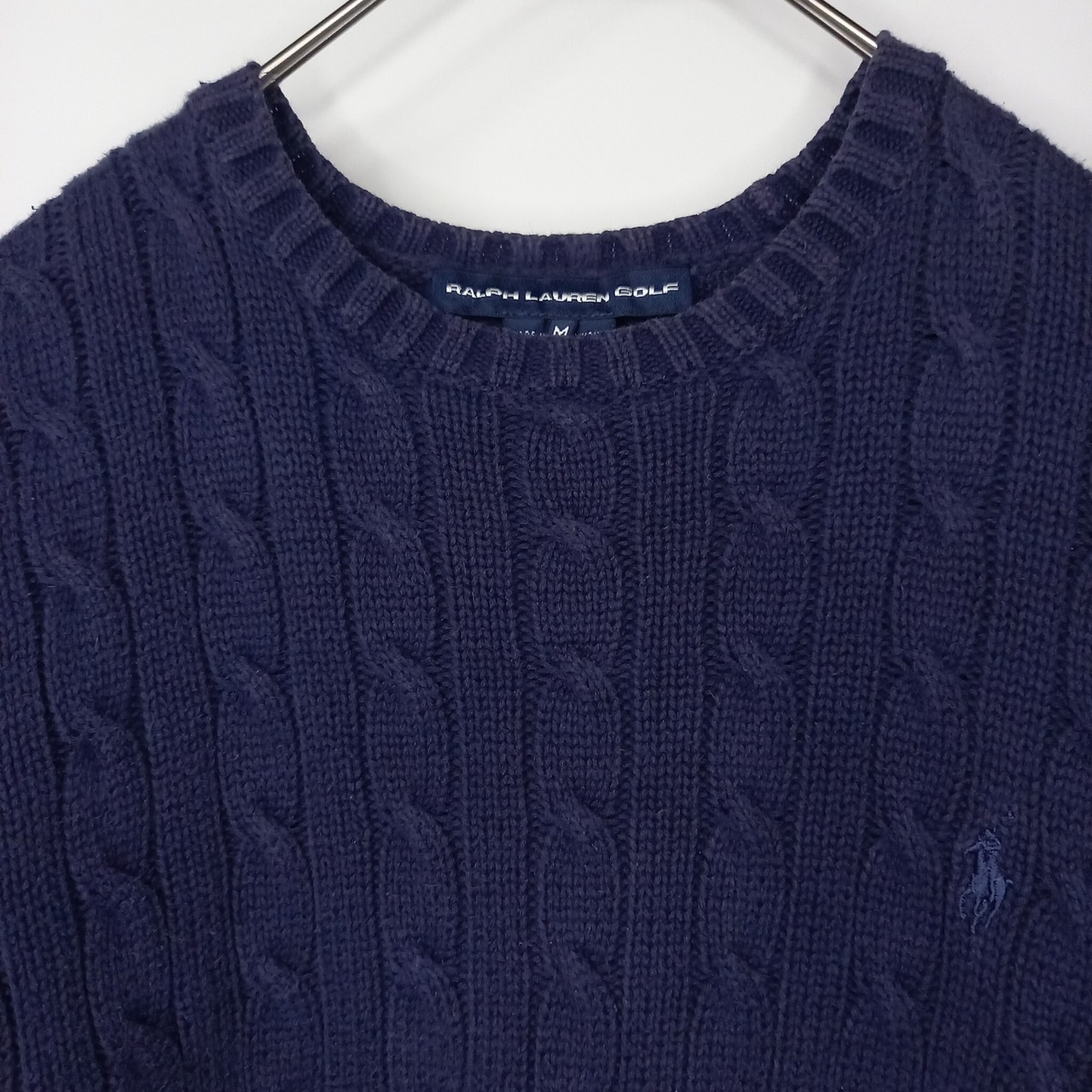 ラルフローレン　コットン　ニット　セーター　ケーブル編み　アラン　丸首　90s