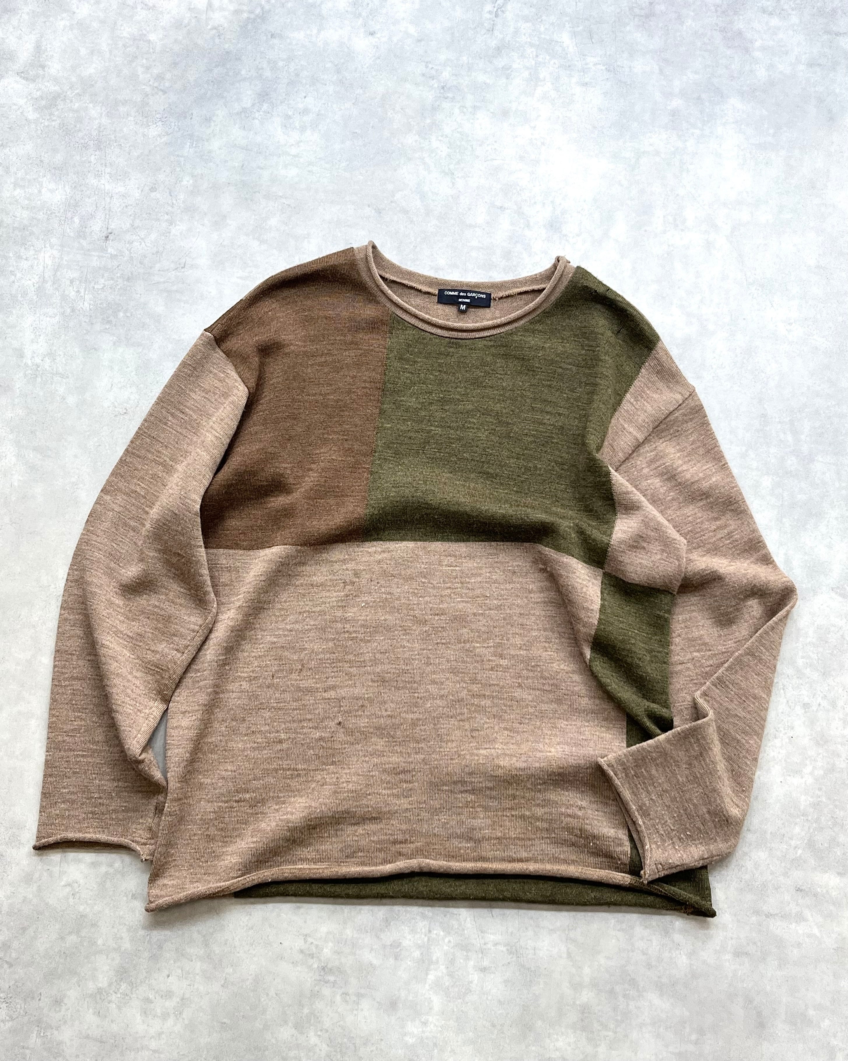 2004AW COMME des GARCONS HOMME Panel Pattern Role Neck Knit-Sew