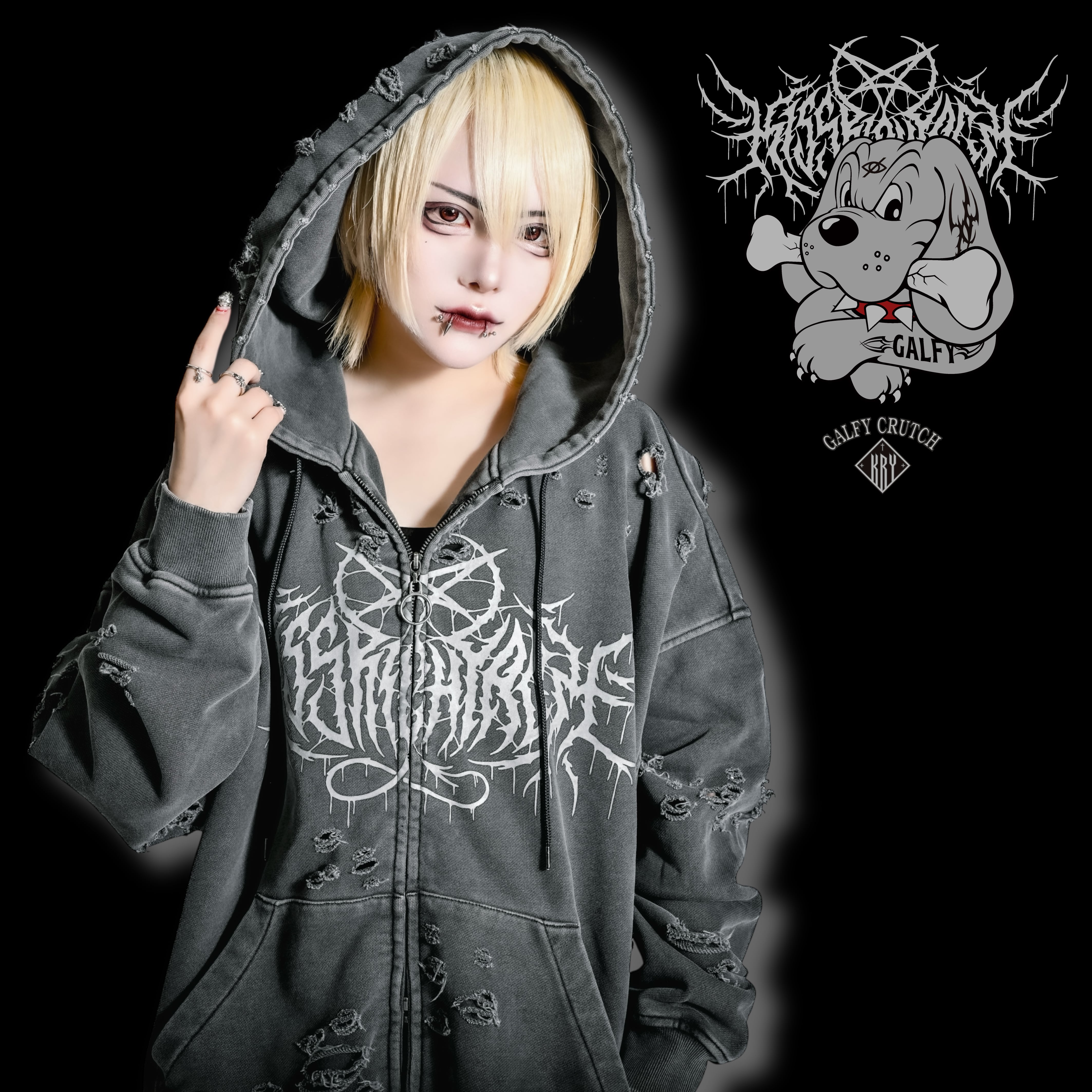 即納】「ブリーチぼろぼろパーカー」 | KRY clothing