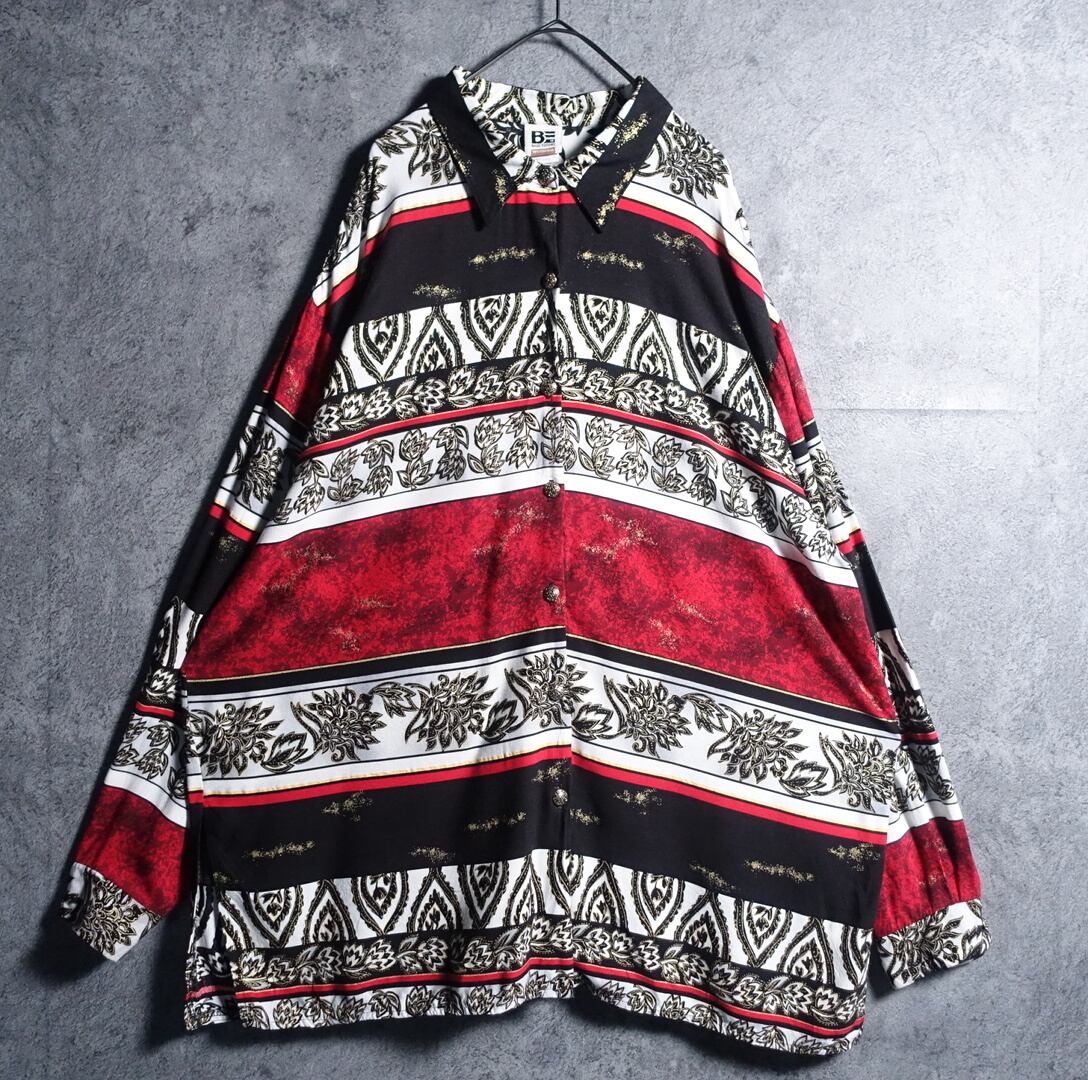 Multicolor Botanical Border Design Shirt