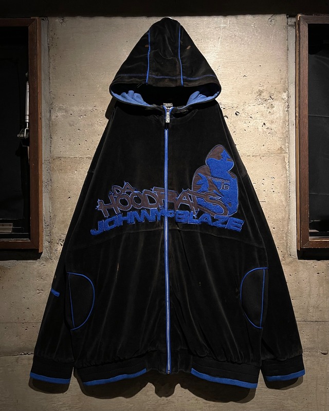 【Caka】“JOHNNY BLAZE” Loose Zip Up Velour Hoodie