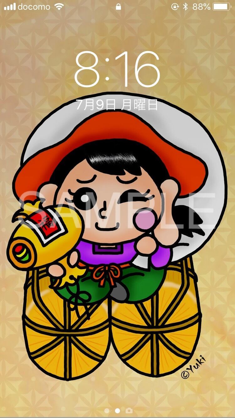 スマホ壁紙 七福神ゆきちゃん 全7種類 単品 金運upにオススメ Sumi Artist Yuki Online Shop スマホ壁紙 七福神ゆきちゃん 全7種類 単品 金運upにオススメ Sumi Artist Yuki Online Shop