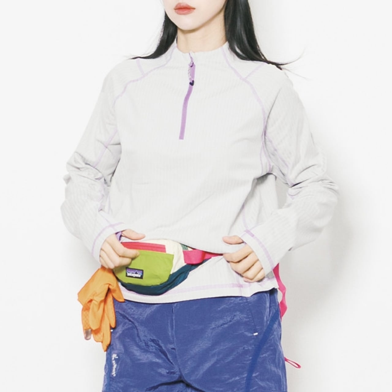 ハーフジップバイカラーラインプルオーバー C01097