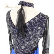 社交ダンス 衣装 スタンダード ドレス ワンピース パーティドレス Sanline サンリーヌ 青 黒 ブラック系 ブルー系 チョーカー 長袖 準正装 社交ダンスドレス ダンス衣装 パーティー衣装 フォーマルドレス ロングドレス ポリエステル ナイロン 高品質 おしゃれ 結婚式 二次会 カジュアル 上品 大人 レディース 女性用 サイズ調整可能 イベント用 伸縮性あり