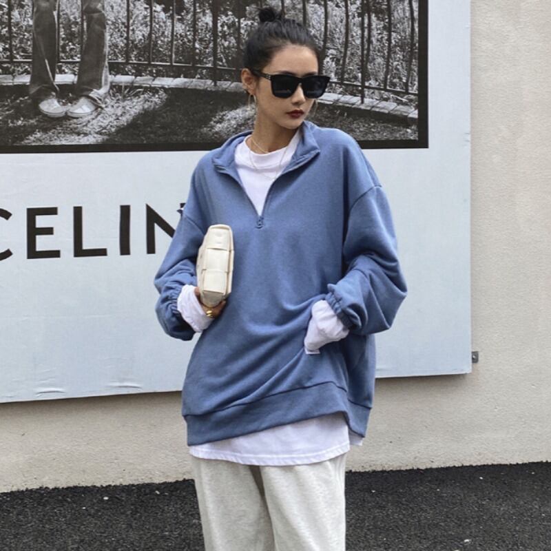 オータムジャケット ルーズジッパーポケットセーター 秋物 ハンチェンe68901725862