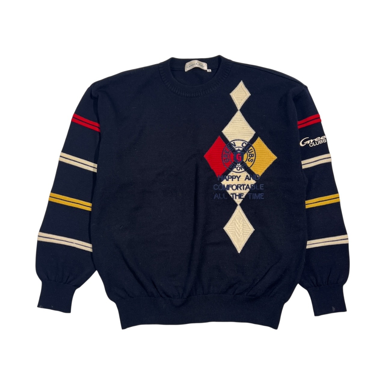 Green Clubs グリーンクラブ アーガイル柄 ウール ニット セーター 4/ネイビー系 メンズ ゴルフ