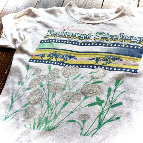 70's 〝112th  Belmont Stakes 〟 PAKISTAN Cotton Two Side INK Print  T-Shirt  /  Size　SMALL