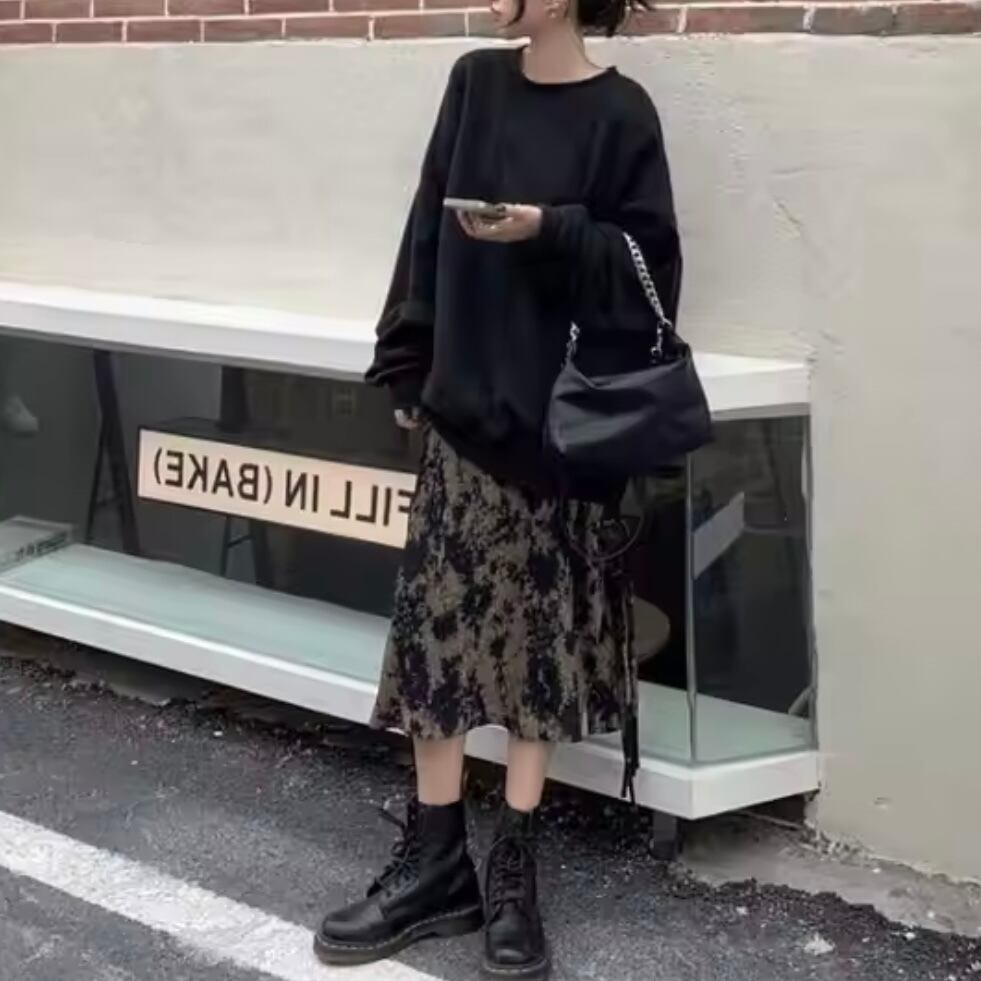 nuance pattern narrow pleats skirt