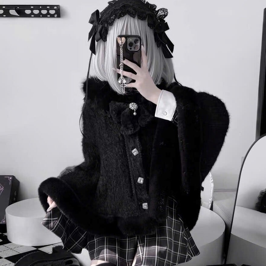 量産型ロリィタ ふわふわ ケープ コート 冬の恋人 双子コーデ