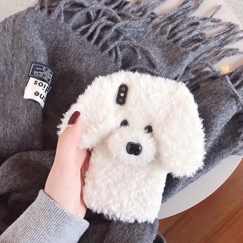 縫ぐるみ風 iphoneXS Max/XRケース もふもふ犬 ワンちゃん 