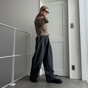 【受注予約：10月上旬入荷予定】Velour Cord Wide Straight Sweat PT/charcoal gray